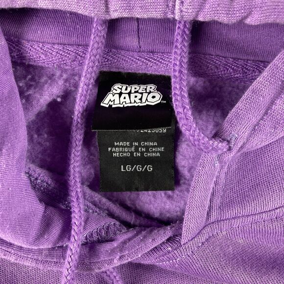 Mad Engine Super Mario Large  Hoodie Purple Mineral Wash Pullover - Picture 6 of 8
